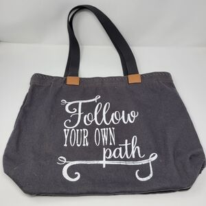 Gray Canvas Tote Bag with Inspirational Quote